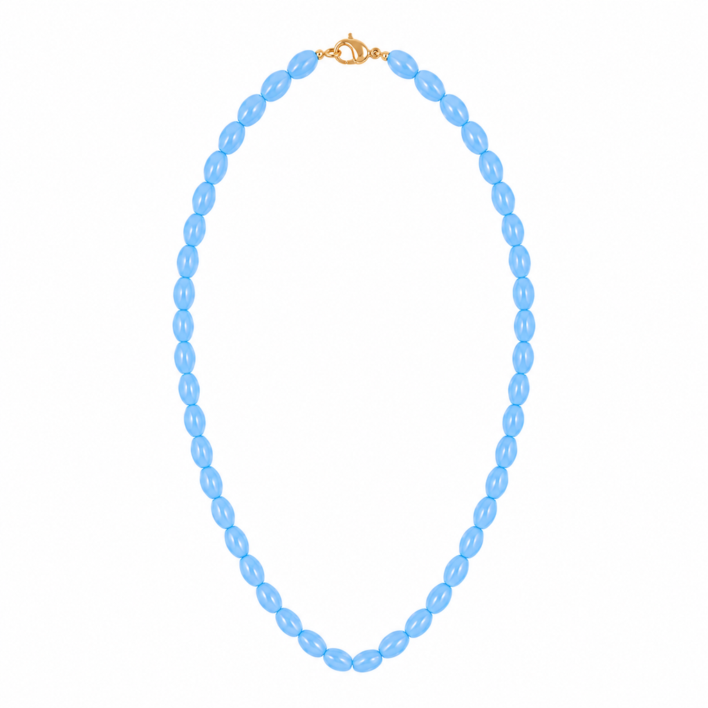 Sky Blue Oval Bead Necklace