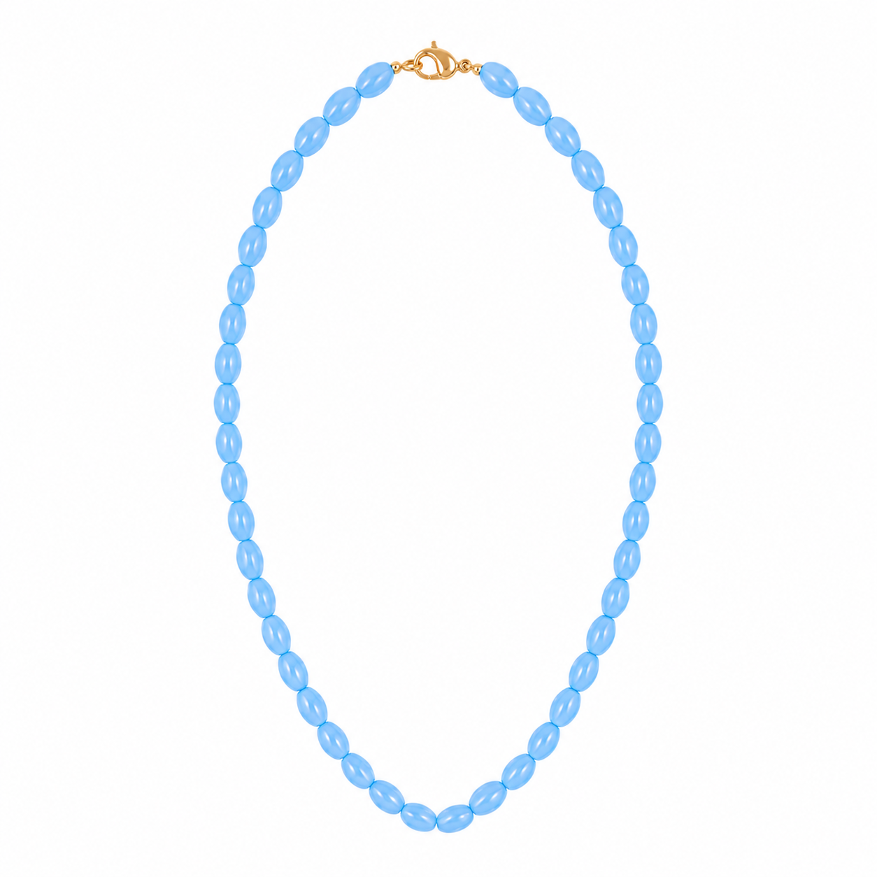 Sky Blue Oval Bead Necklace