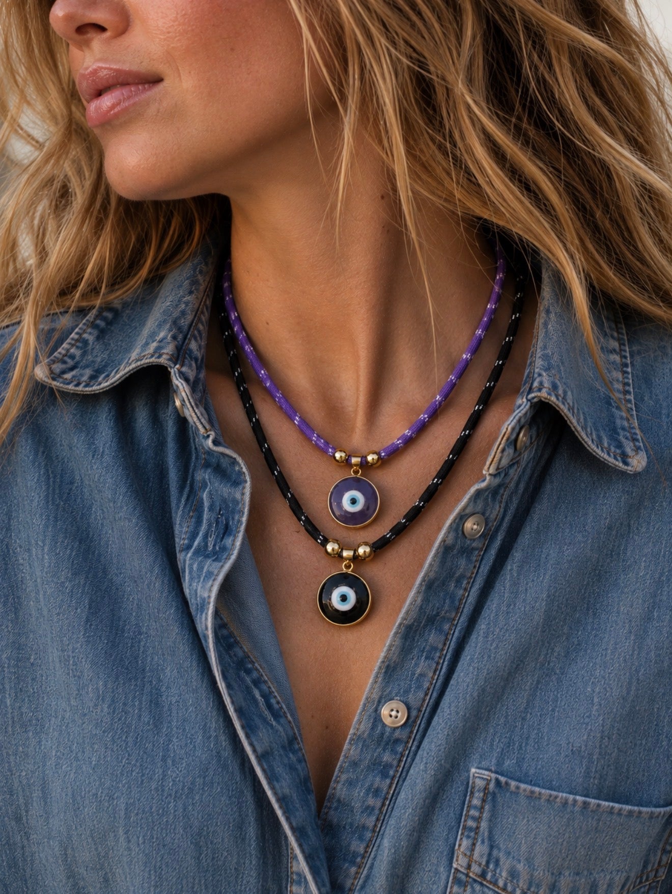 Evil Eye Cord Pendant Necklace