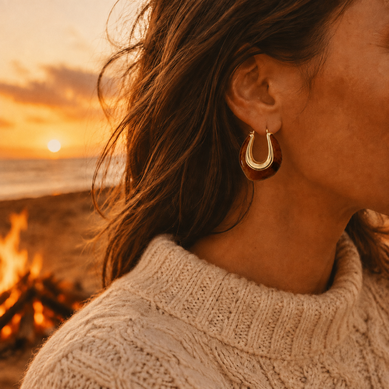 Sienna Tortoise Hoops