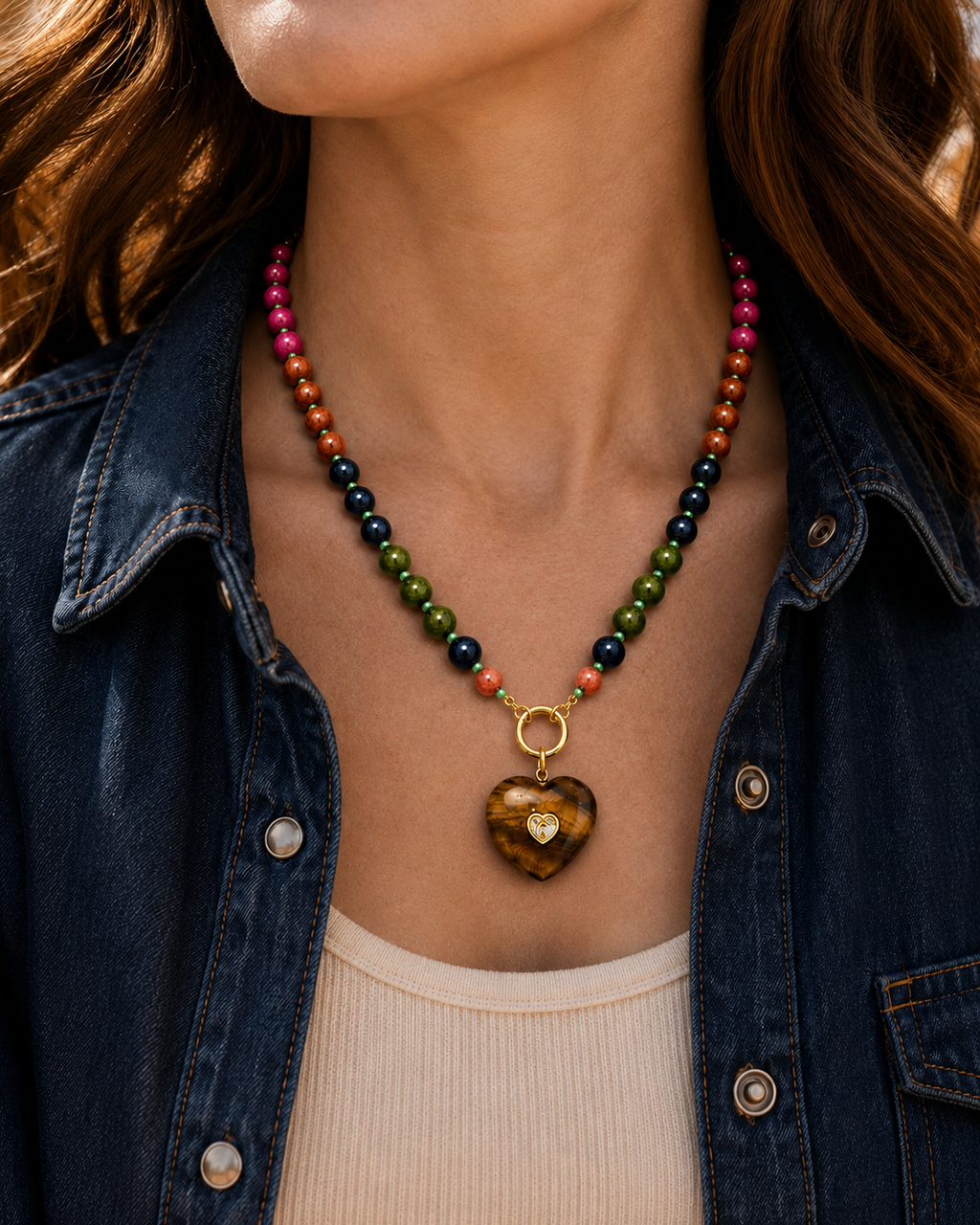 Tiger Muse Heart Neckace