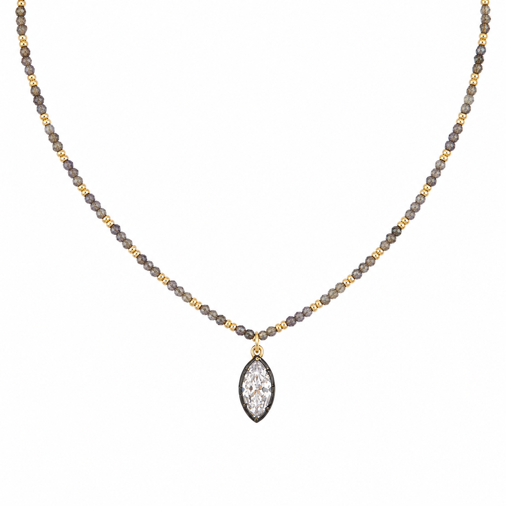 The Noir Marquise Beaded Necklace
