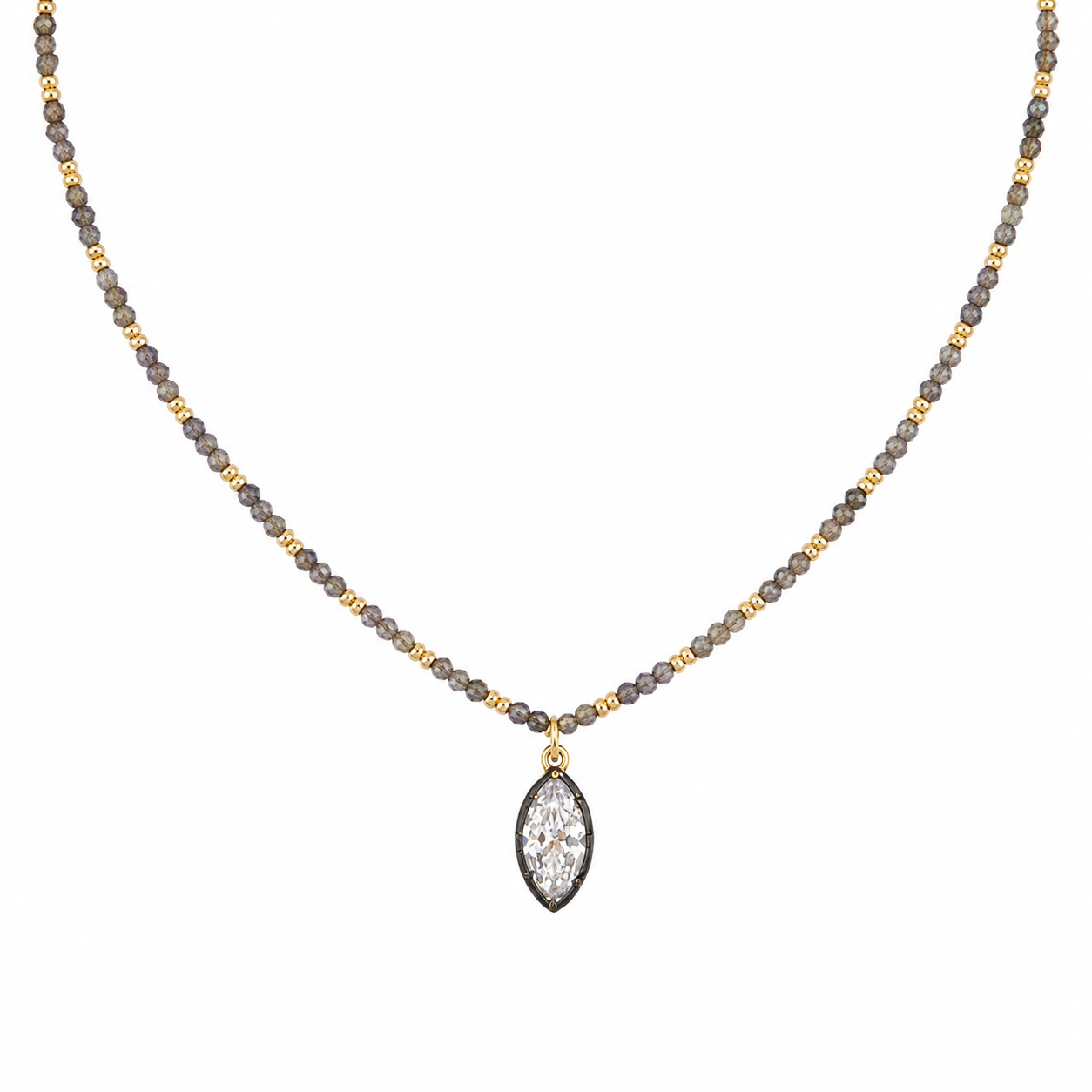 The Noir Marquise Beaded Necklace
