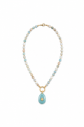 Seafoam Drop Beaded Necklace