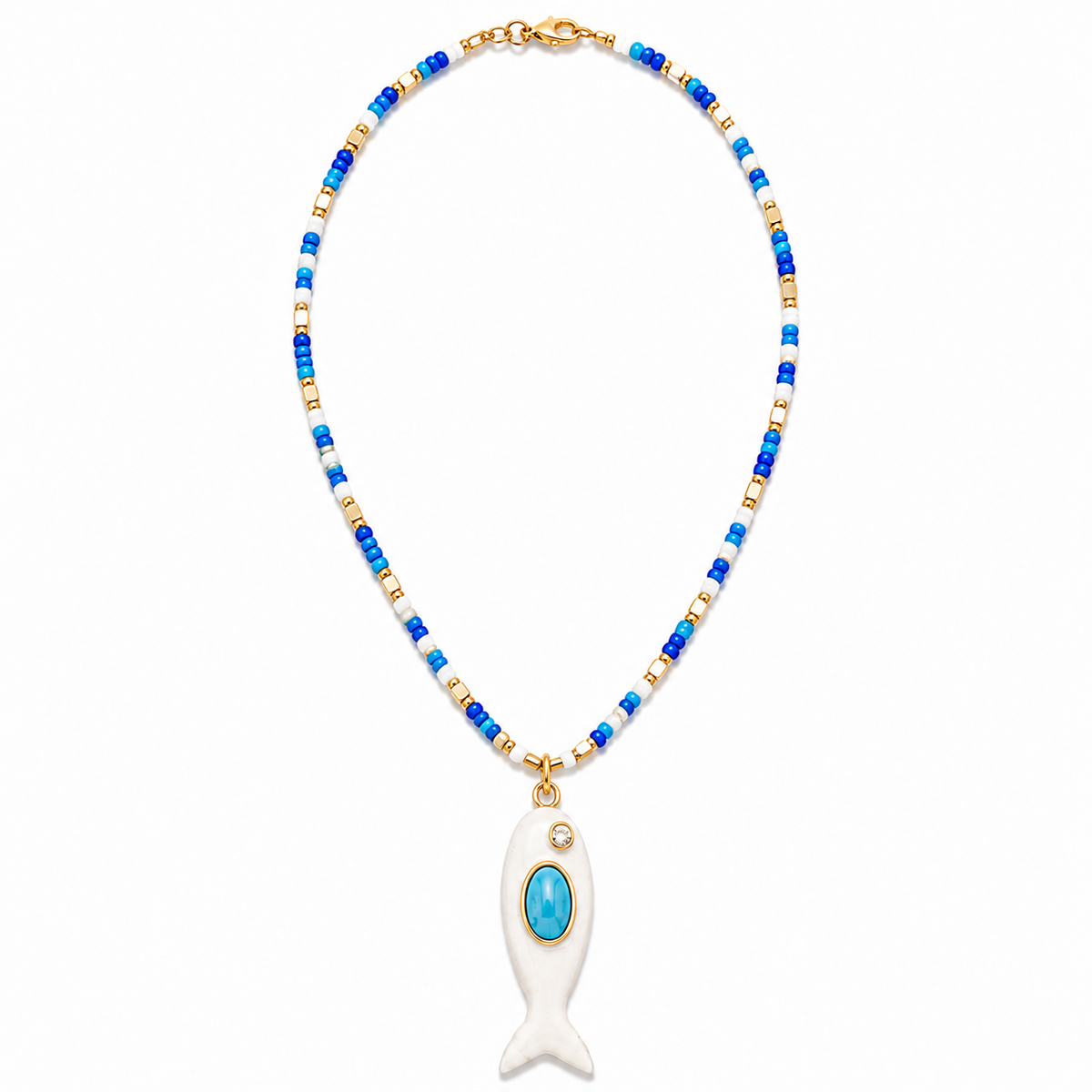 Azure Fish Beaded Necklace