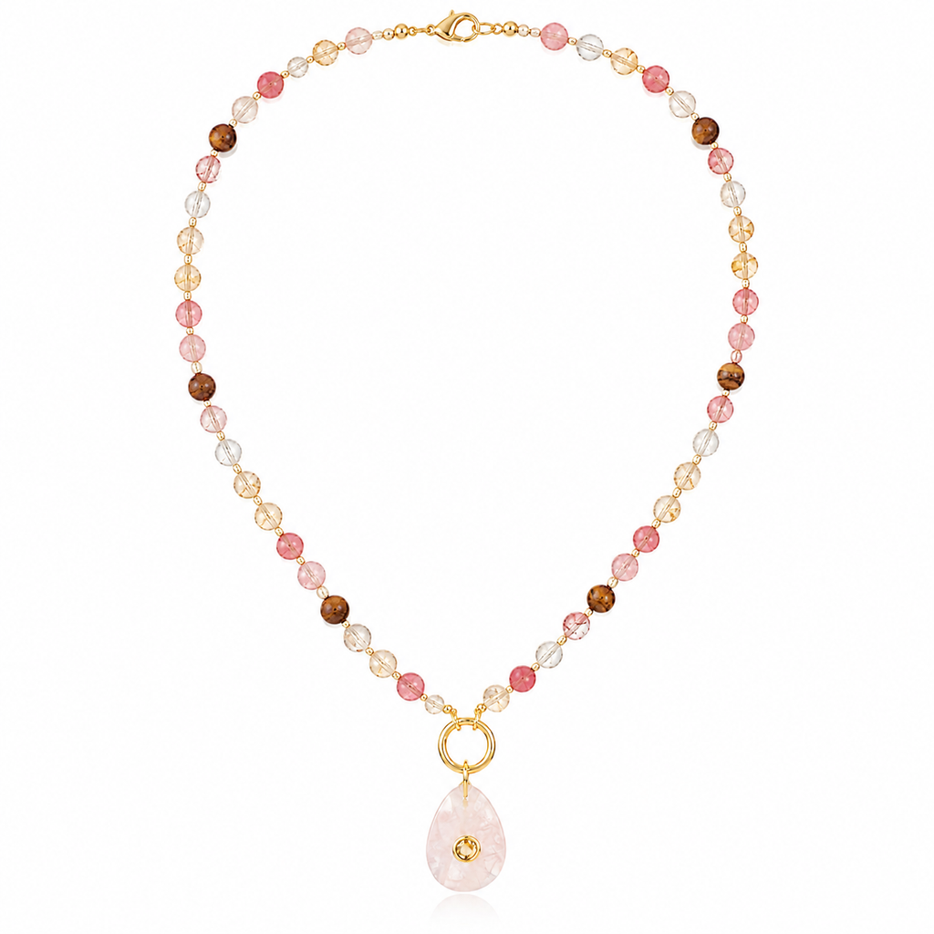 Rose Pear Pendant Necklace