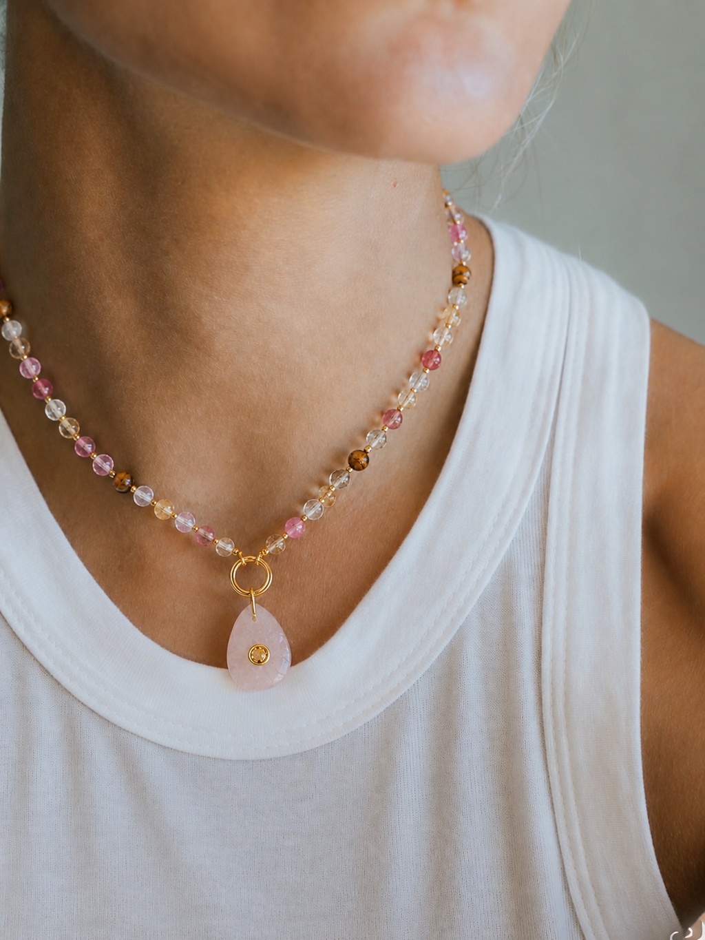 Rose Pear Pendant Necklace