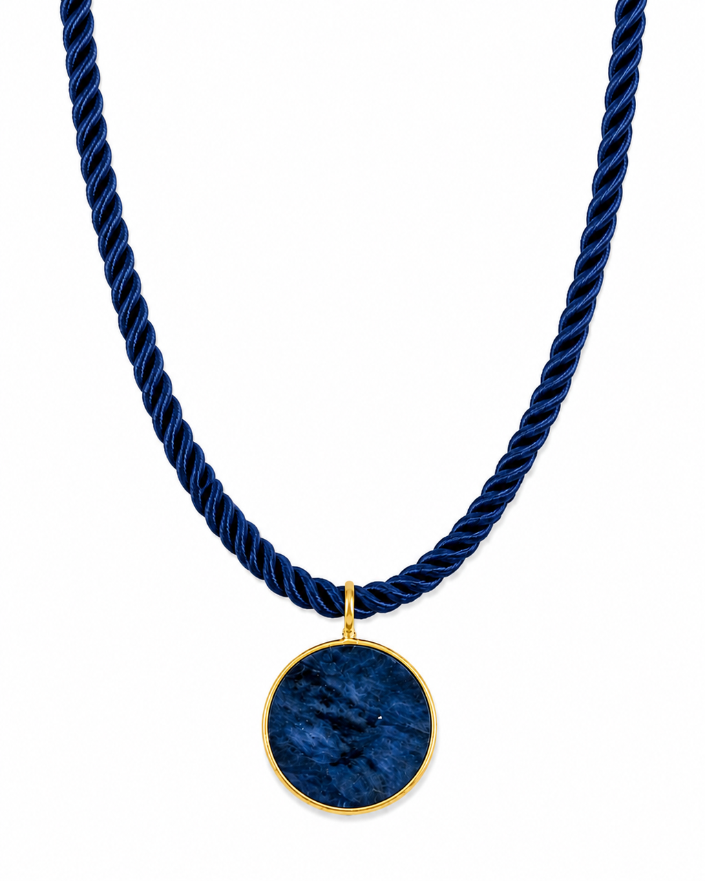 Navy Medallion Rope Necklace