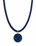 Navy Medallion Rope Necklace